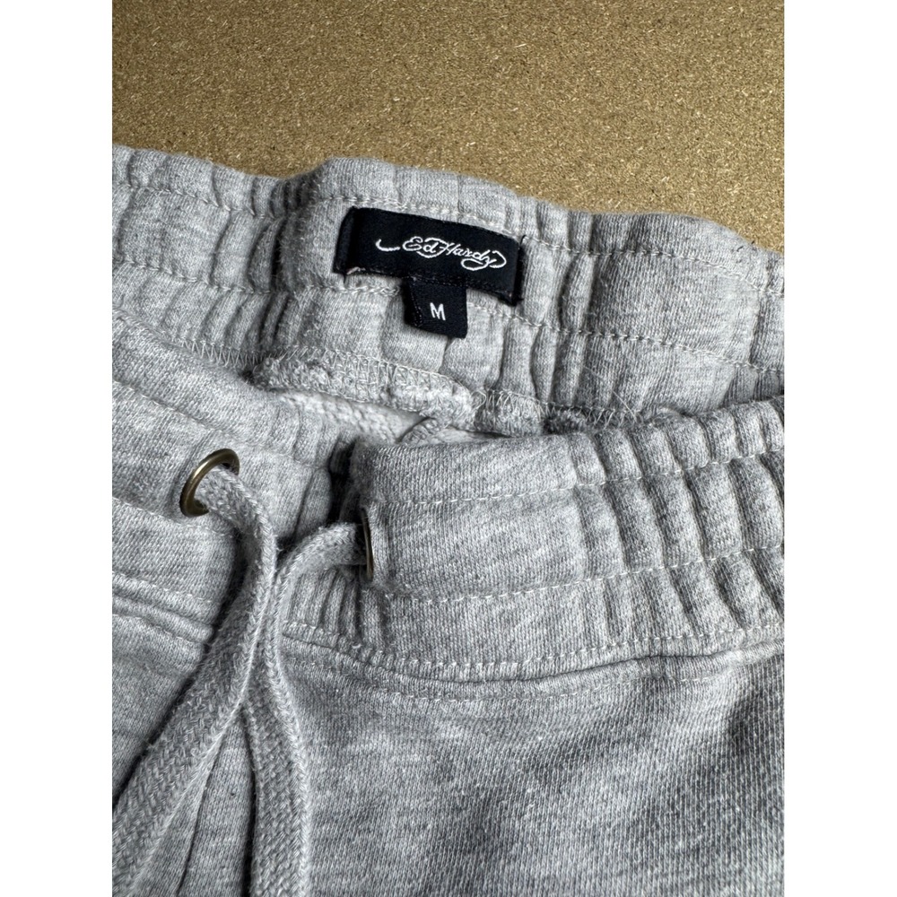 Ed Hardy Womens Gray Tattoo Rose Graphic Sweatpants Y2K Joggers Size M - Picture 4 of 7